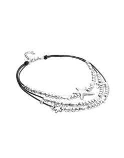 Multi-strand leather necklace with starfish