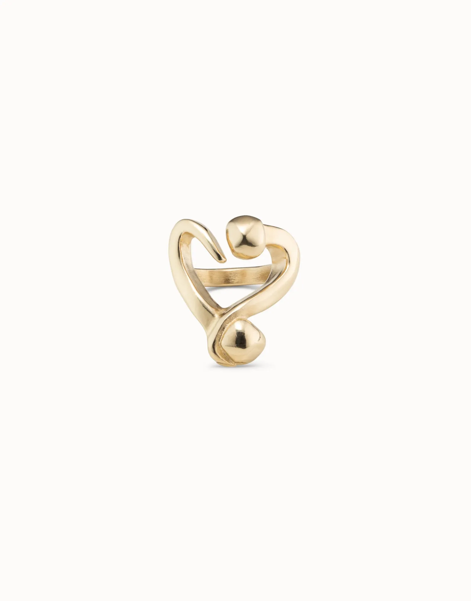 Open ring with a nailed heart