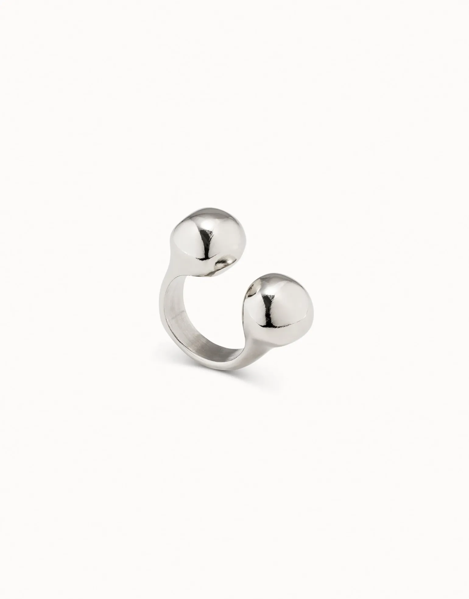 Open ring with two beads