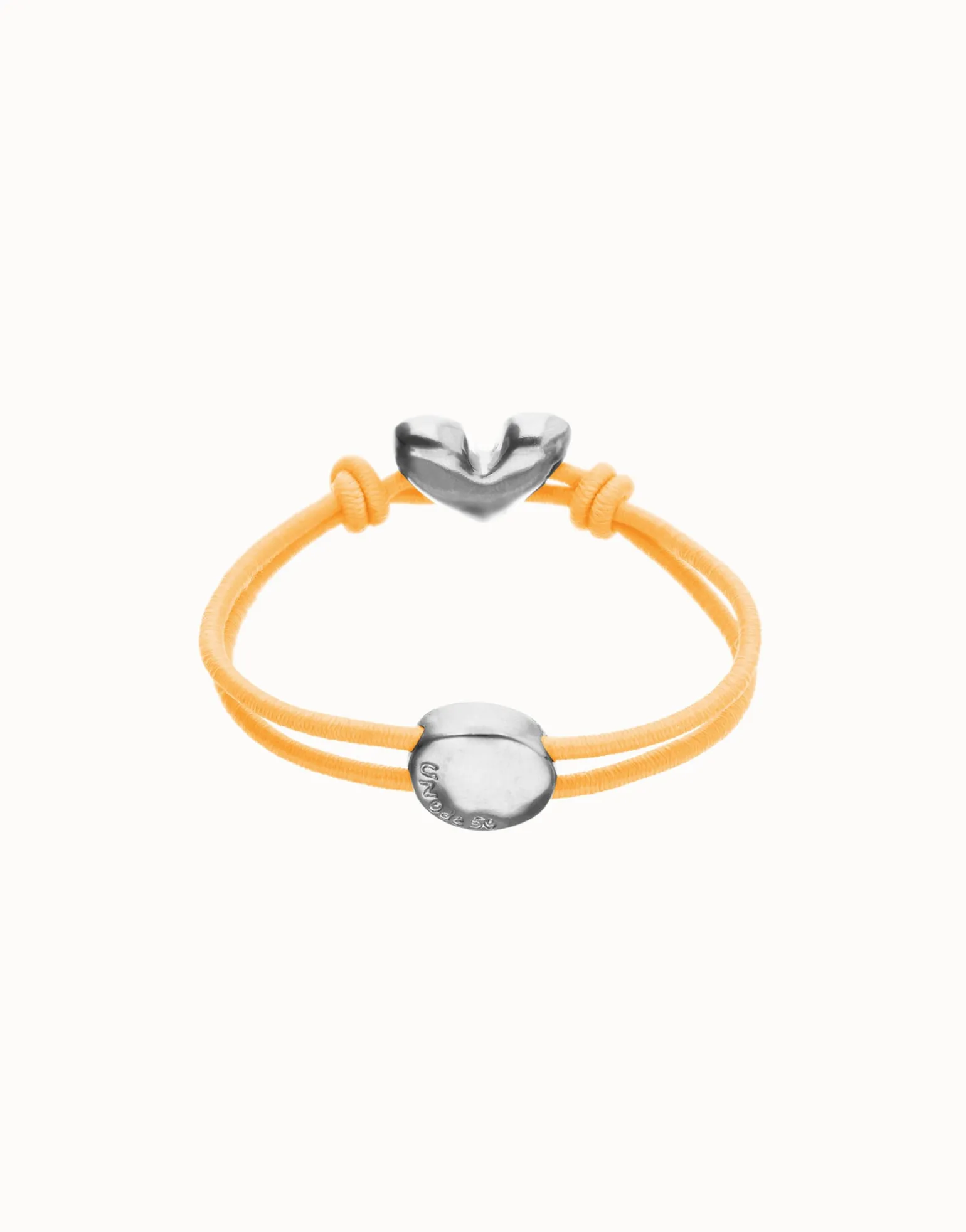Orange elastic thread bracelet with heart
