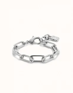 Paper clip link bracelet with padlock