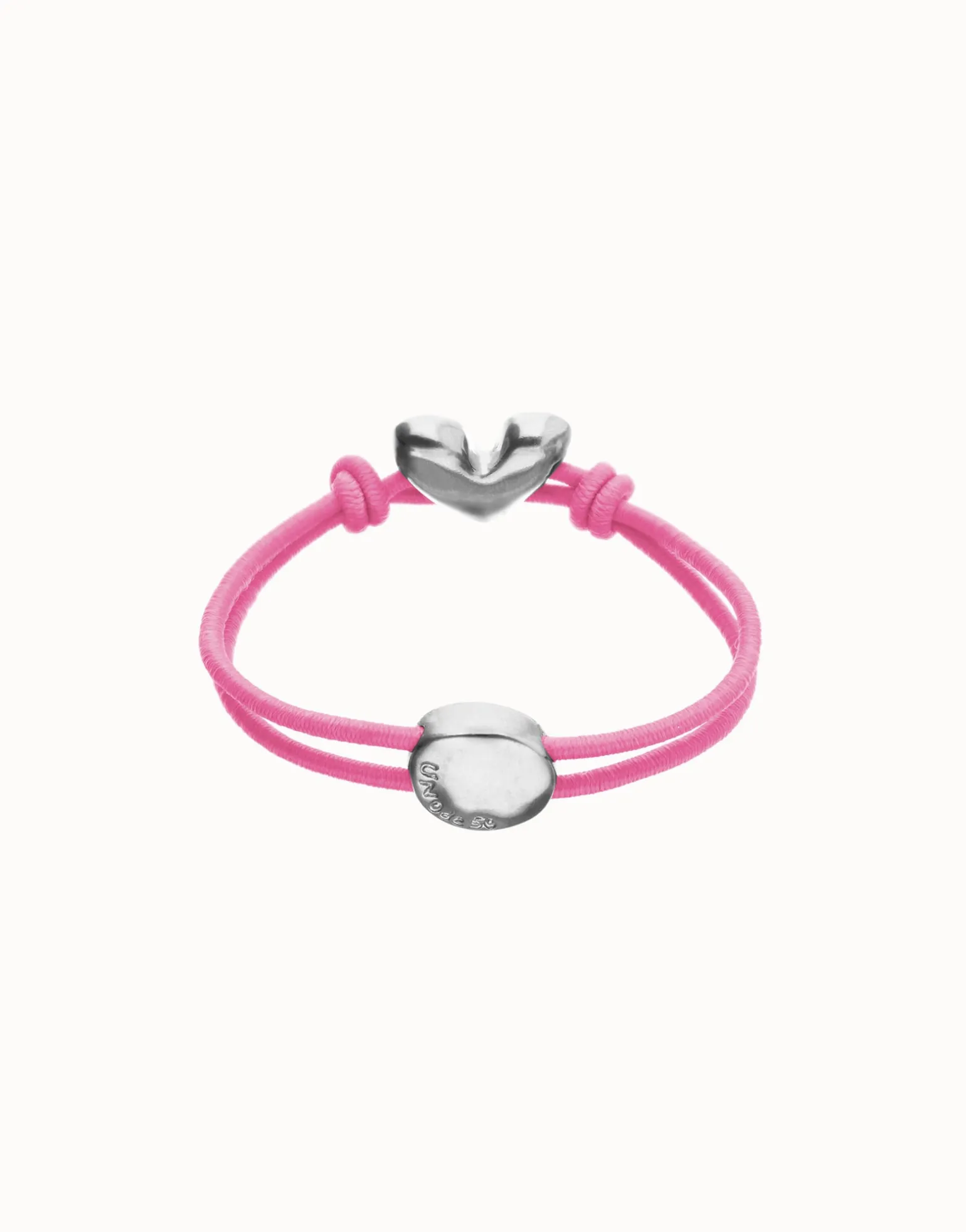 Pink elastic thread bracelet with heart charm