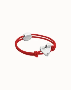 Red elastic thread bracelet with heart