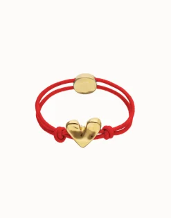 Red elastic thread bracelet with heart