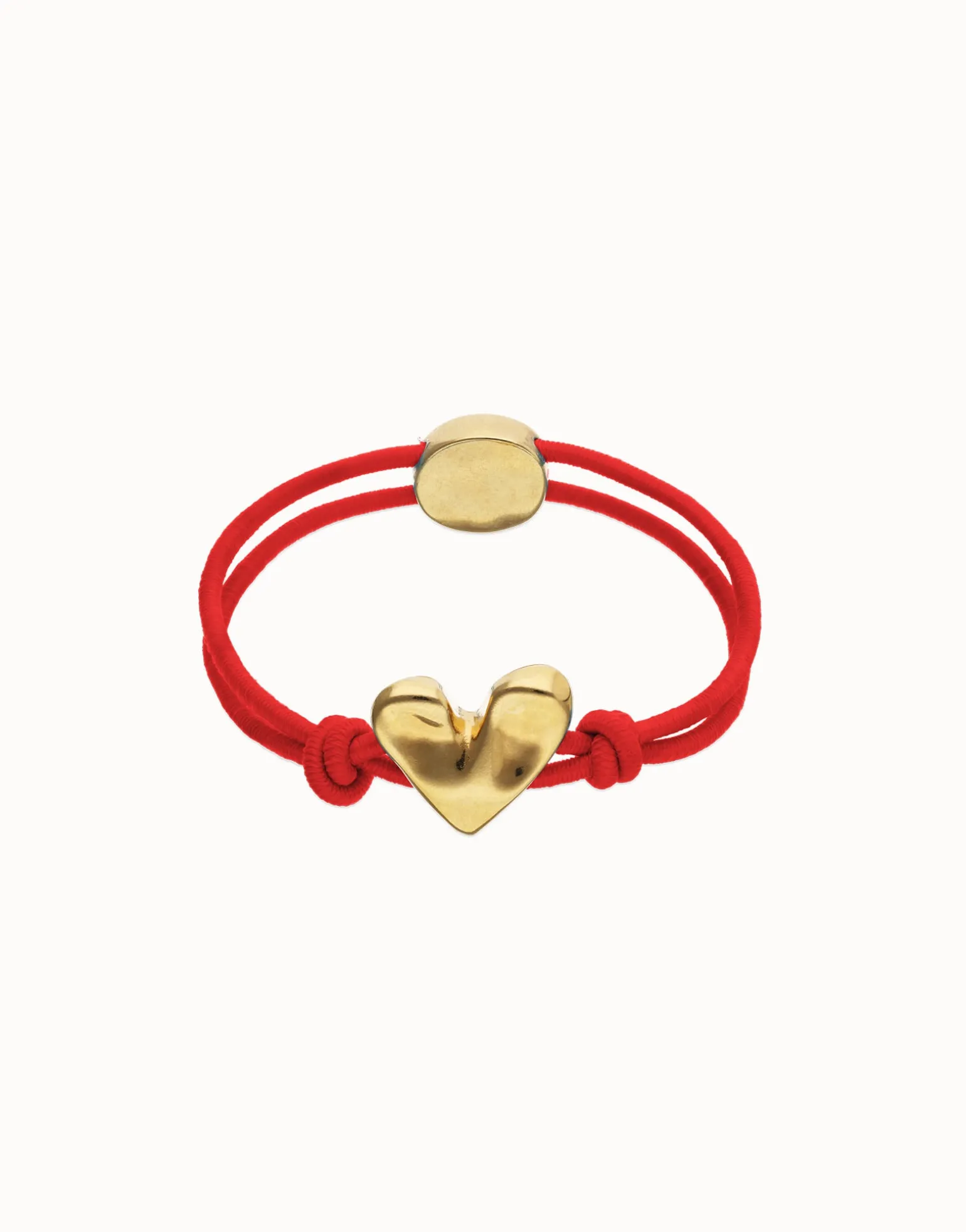 Red elastic thread bracelet with heart
