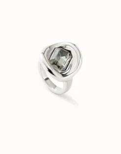 Ring with grey crystal