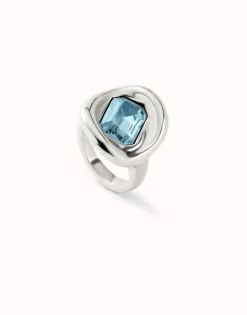 Ring with sky-blue crystal