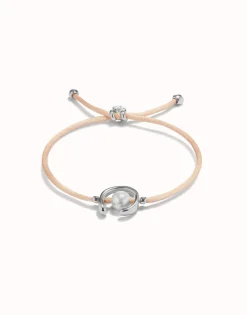 Salmon cord bracelet with a pearl
