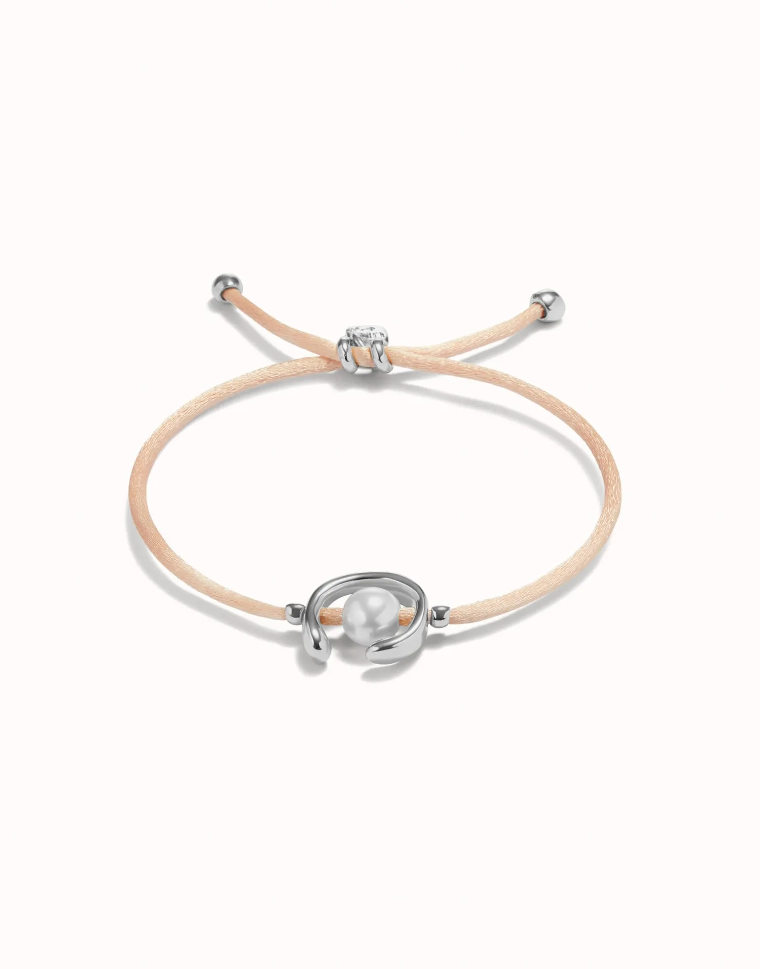 Salmon cord bracelet with a pearl