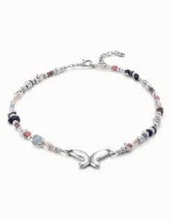 Short beaded necklace with butterfly