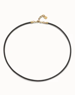 Short leather charm necklace