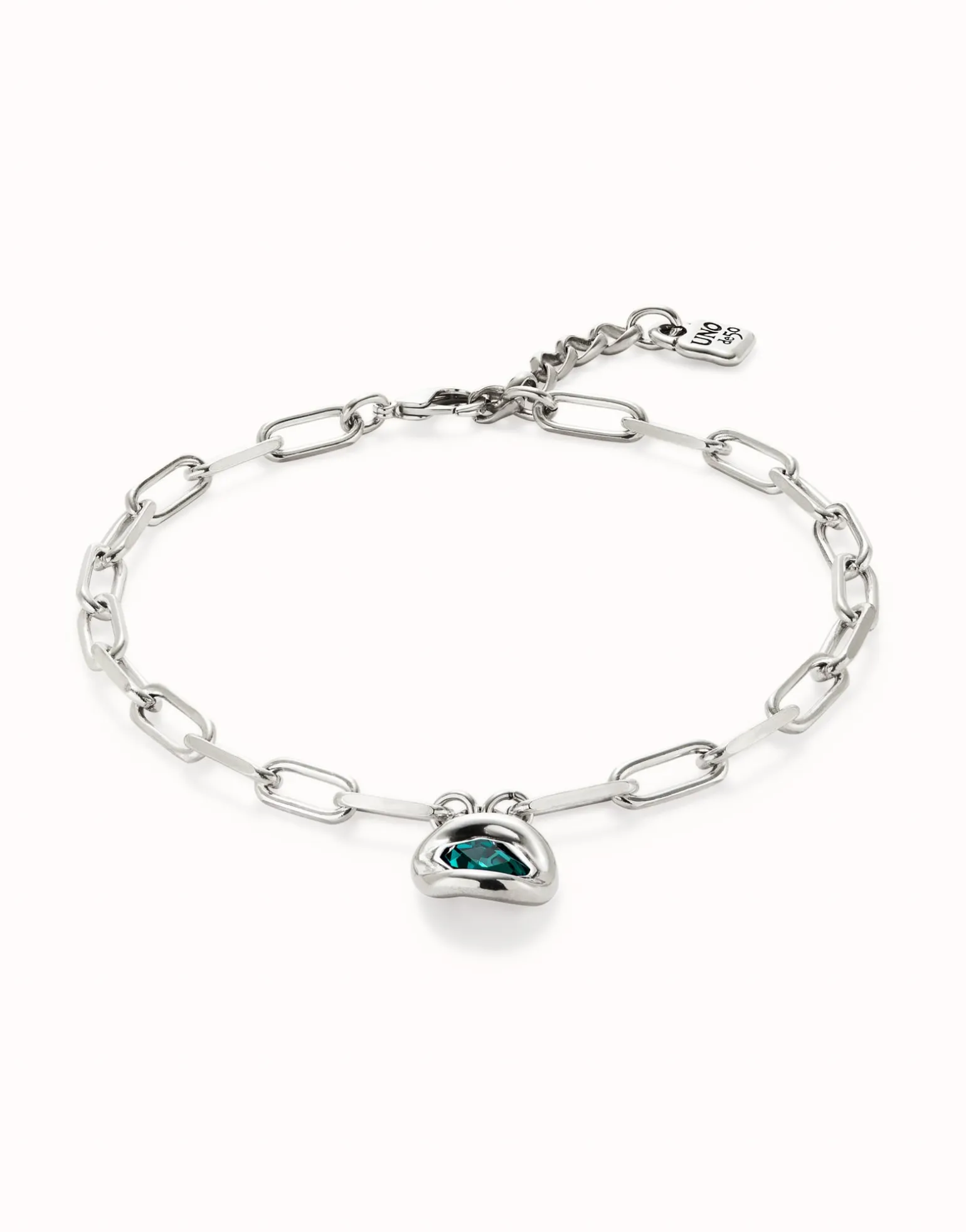 Short link chain pendant necklace green crystal