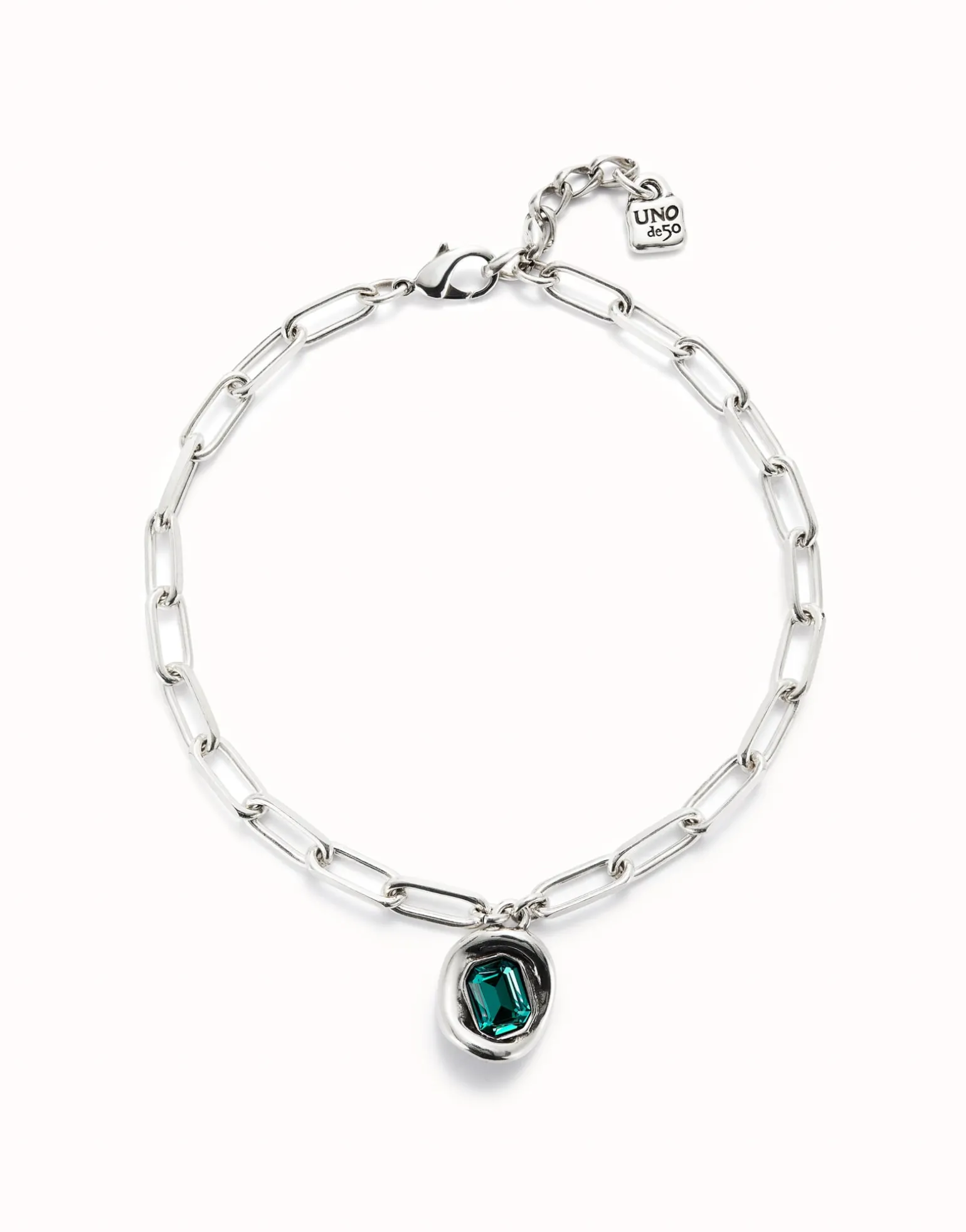 Short link chain pendant necklace green crystal