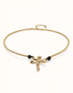 Short pendant necklace with dragonfly
