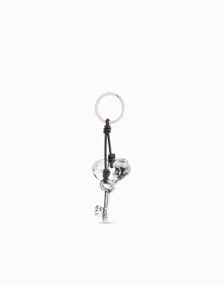 Sterling silver-plated heart key-ring