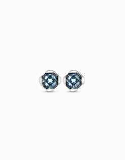 Stud earrings with blue crystal