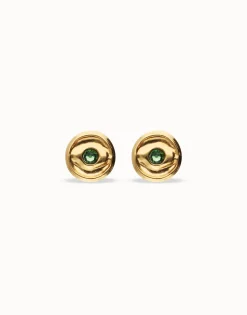 Stud earrings with verde crystal