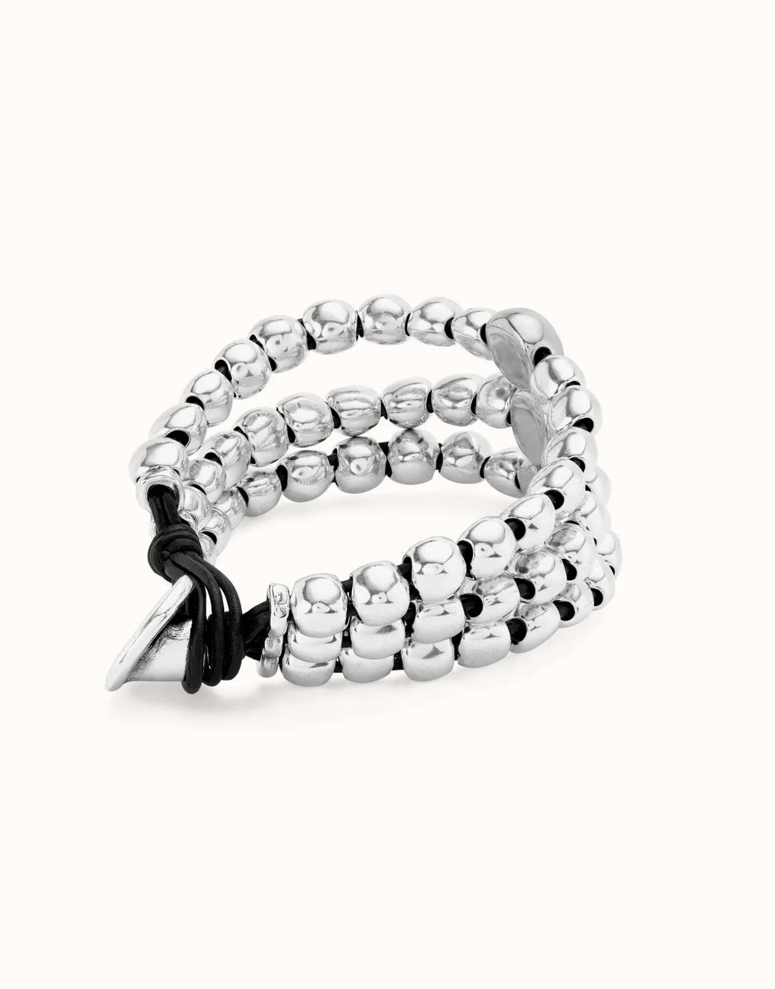 Three strand beaded leather bracelet