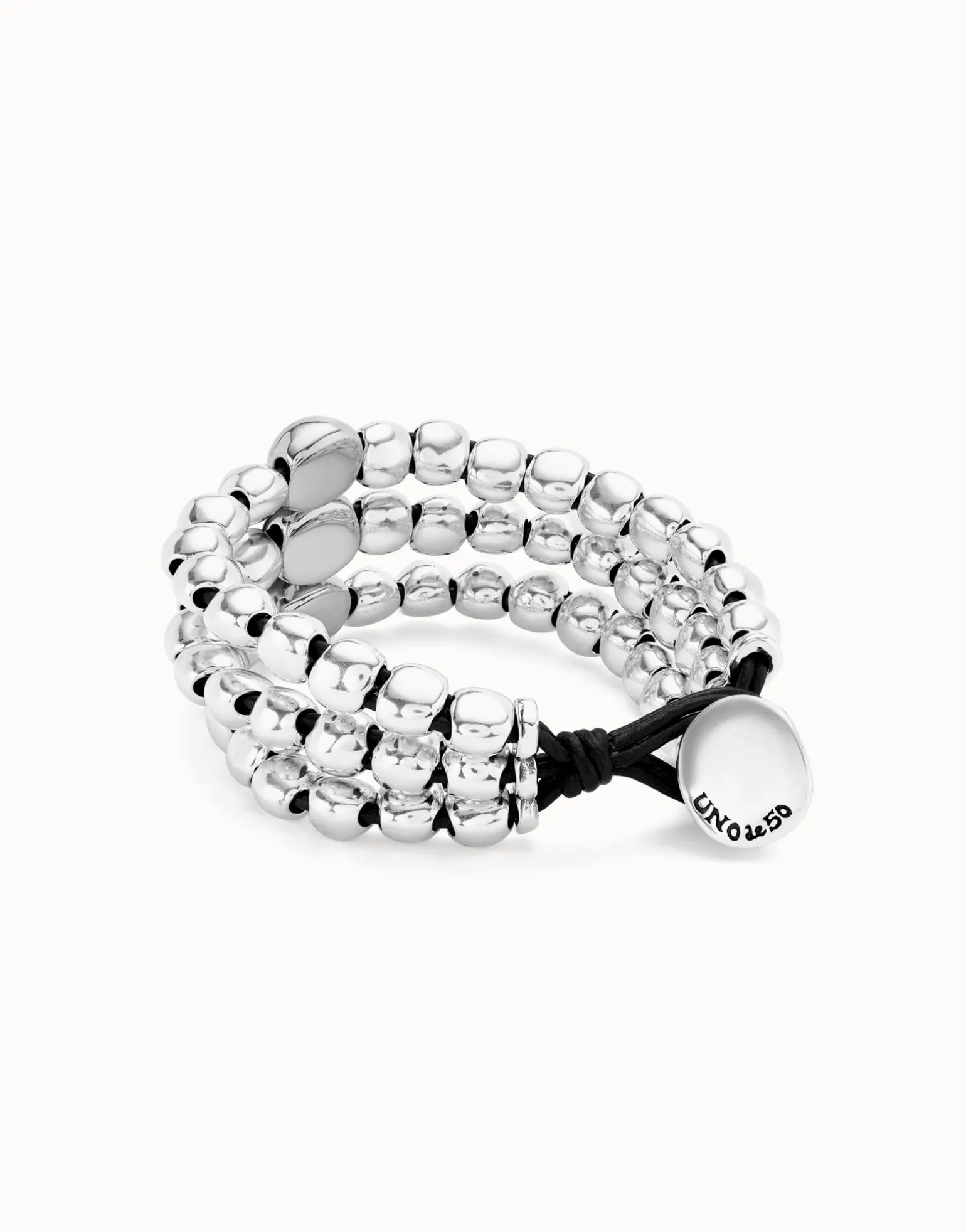 Three strand beaded leather bracelet