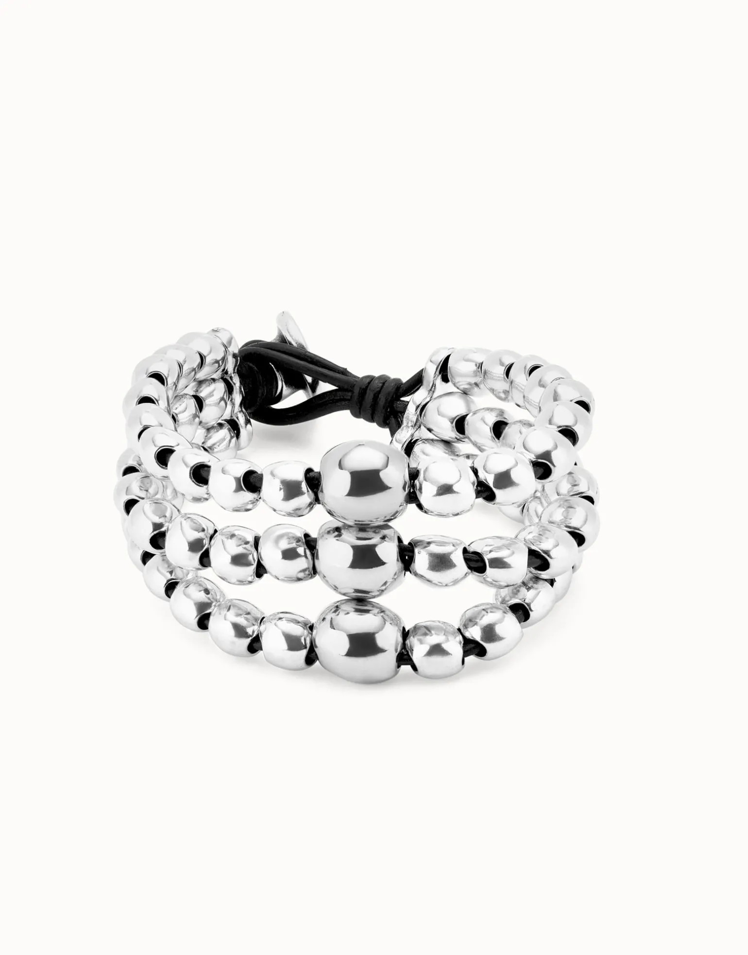 Three strand beaded leather bracelet