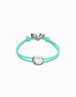 Turquoise elastic thread bracelet with heart charm
