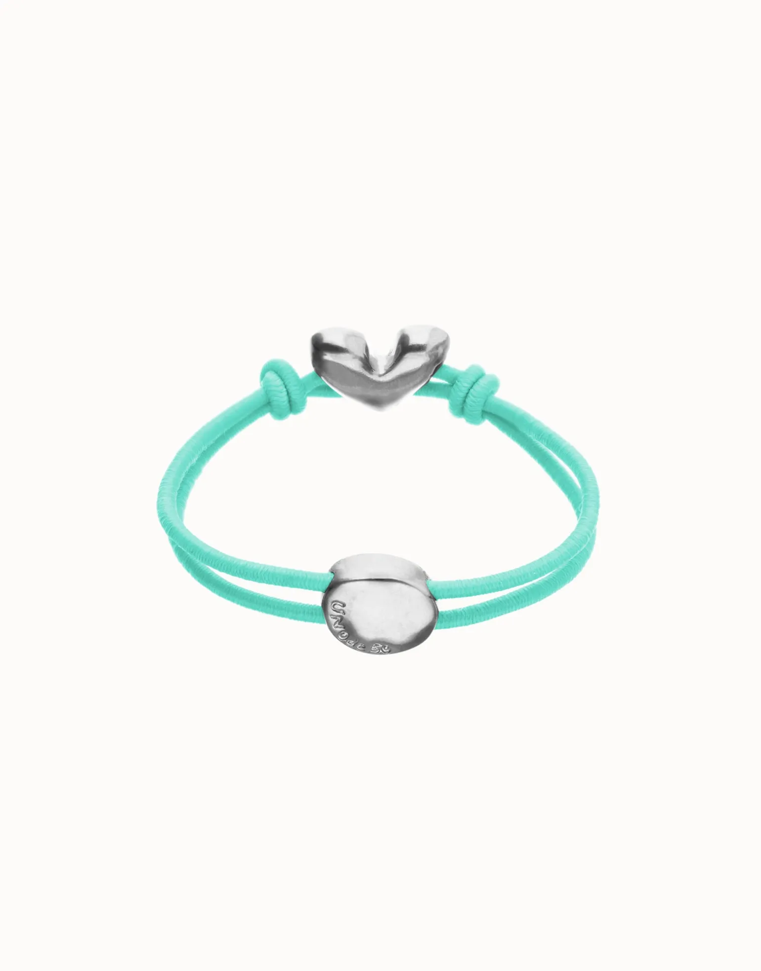 Turquoise elastic thread bracelet with heart charm