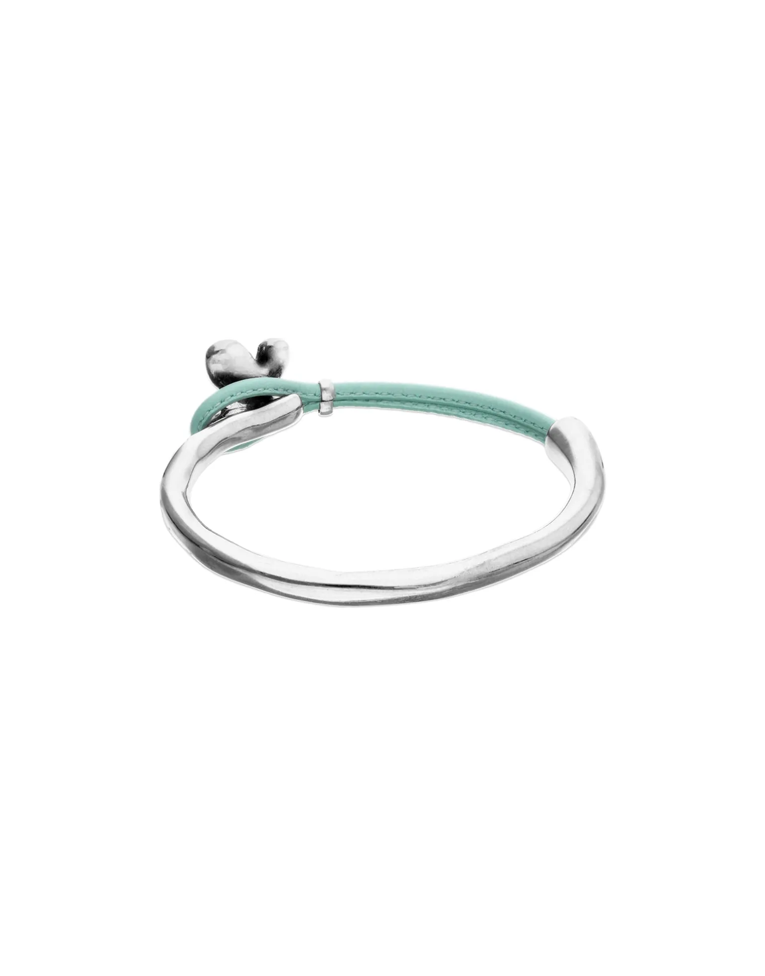 Turquoise leather bracelet with butterfly ornament