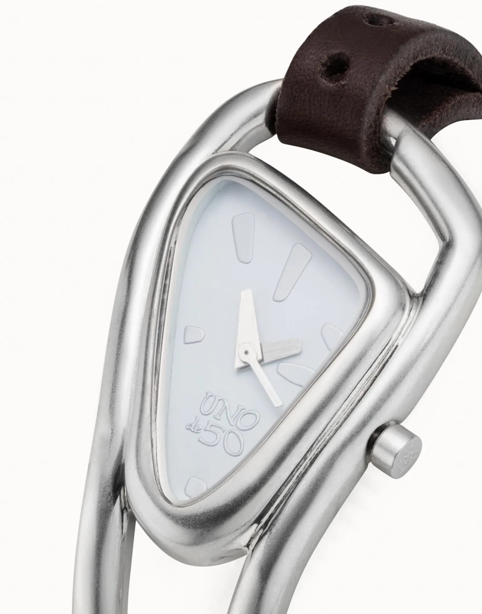 Watch with leather and metal